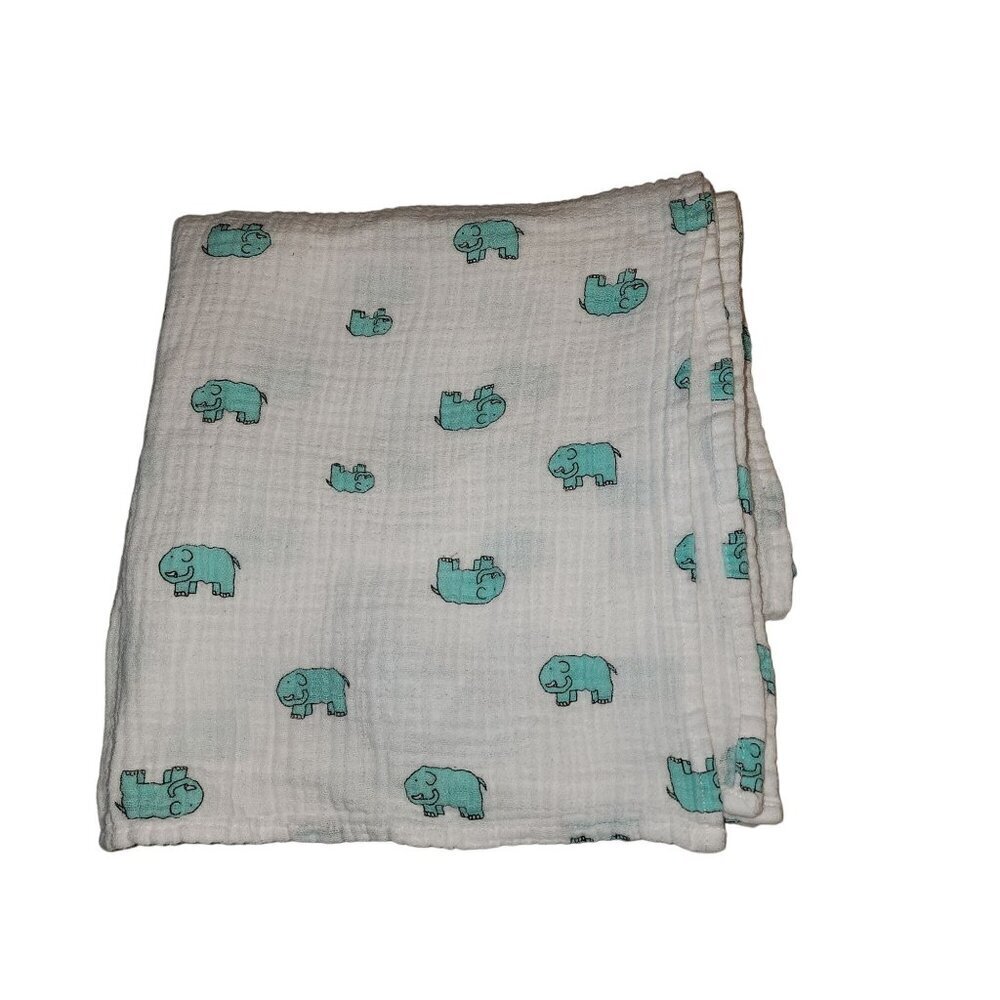 Aden + Anais muslin baby blanket swaddle white / elephant print Large